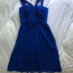 David’s Bridal Chiffon Cobalt Blue Dress